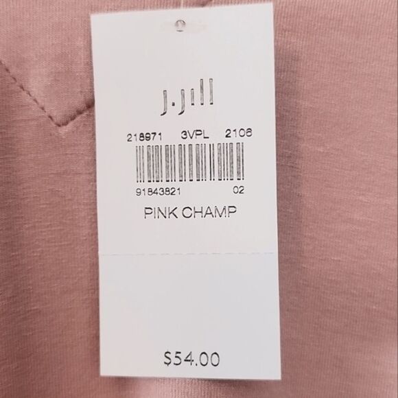 J. Jill Wearever Champagne Pink V-Neck Short Sleeve Top - Picture 12 of 14